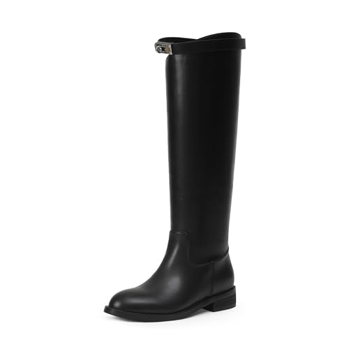 Iiimmu Reitstiefel F R Damen Silberfarbene Schnalle Kniehohe