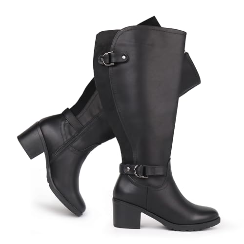 Chicblooms Damen Reitstiefel Mit Weitem Schaft Und Kniehohem