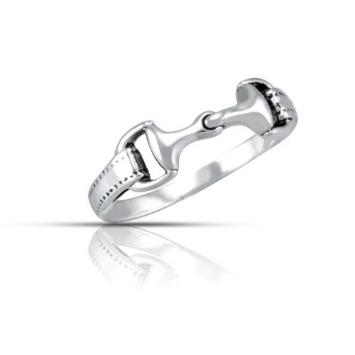 Withlovesilver 925 Sterling Silber Doppel Pferdegebiss Reitsport Ring
