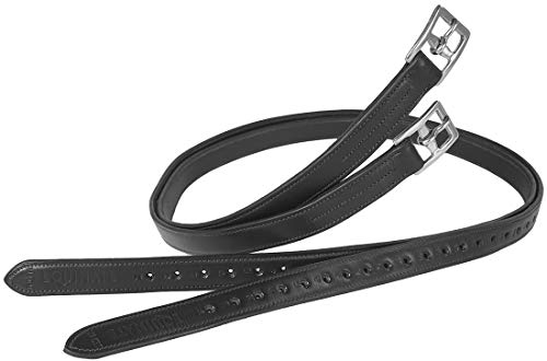 Equinate Leder Steigb Gelriemen Superior Mit Edelstahlschnallen Schwarz