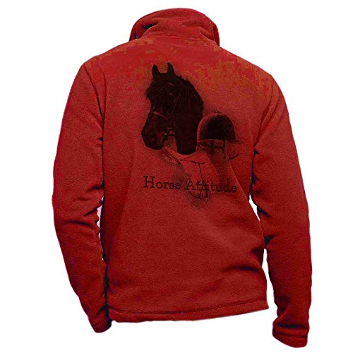Rote Fleece Reitjacke Mit Rennpferd Gr E 4xl