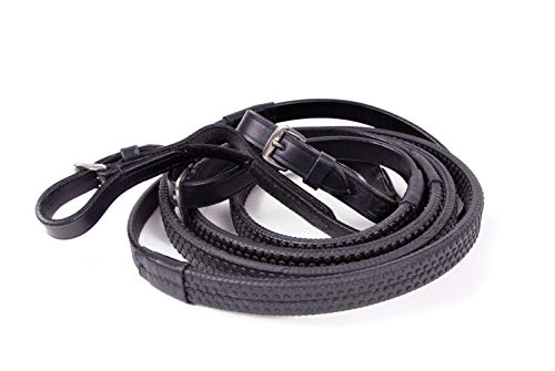 Rhinegold 0 Rubber Covered Flexi Reins Black Z