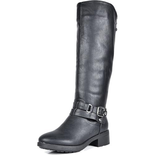 Dream Pairs Kniehohe Damenstiefel Bequemer Klobiger Blockabsatz Spitzer