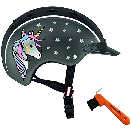 Casco Kinder Reithelm Nori Einhorn Schwarz Grau S