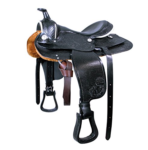 Westernsattel Schwarz Pony